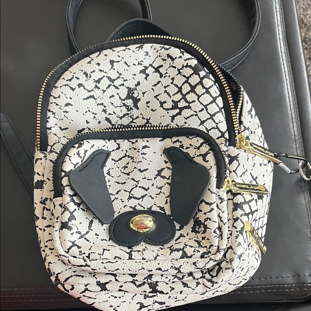 Betsey Johnson Black and White Patterned Backpack